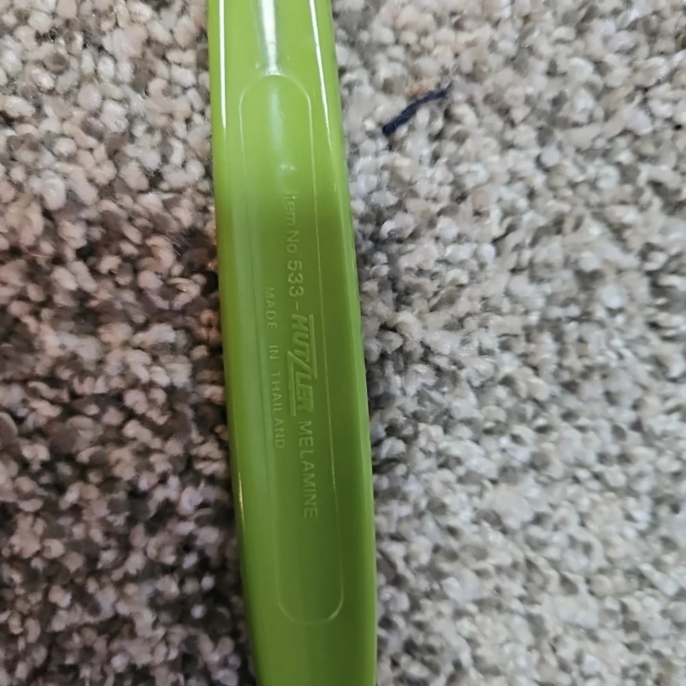 Vintage Hutzler Melamine Serving Spoon Skimmer 12 In. Avocado Green Flatware Set